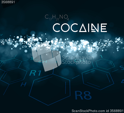 Image of Cocaine powder with the chemical formula.