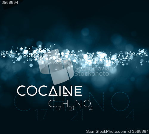 Image of Cocaine powder with the chemical formula.