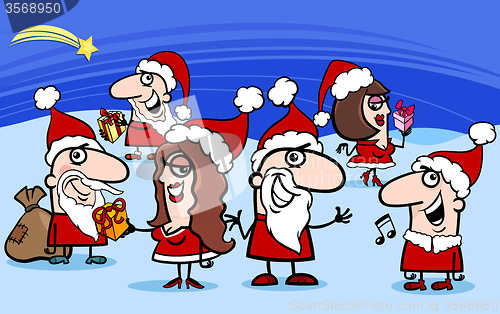 Image of christmas santa clauses cartoon