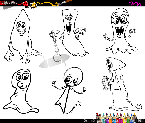 Image of halloween ghosts coloring page