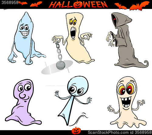 Image of halloween ghosts cartoon set