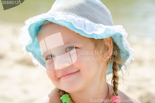 Image of Happy little girl on the beach in panama