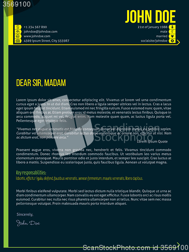 Image of Modern cover letter cv resume template with arrows