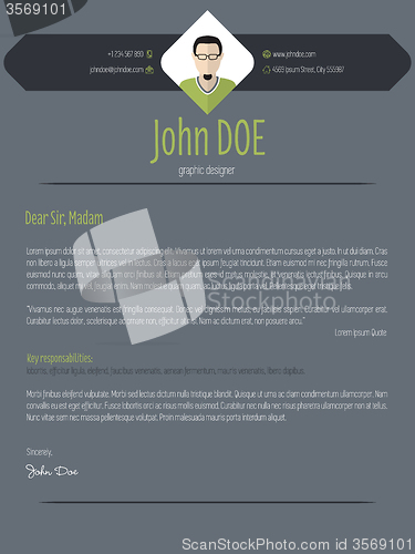 Image of Cool dark cover letter resume cv template