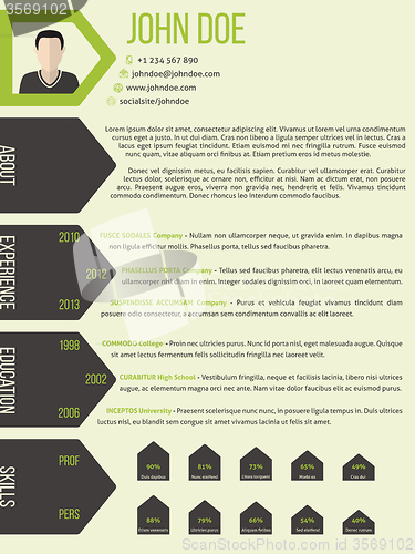 Image of Cv resume template with arrow ribbon style