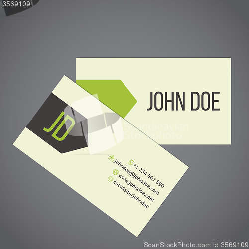 Image of Business card design with green arrow ribbon