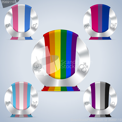 Image of Sexual orientation badges with flag ribbons