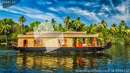 Image of Houseboat on Kerala backwaters, India