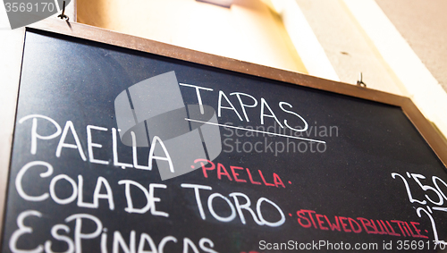 Image of Exterior menu cartel in Barcelona - Spain