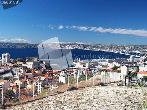 Image of harbor with boats  port of Marseille France 