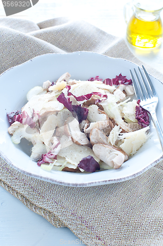 Image of 
Porcini mushroom salad with celery, radicchio and Parmesan from