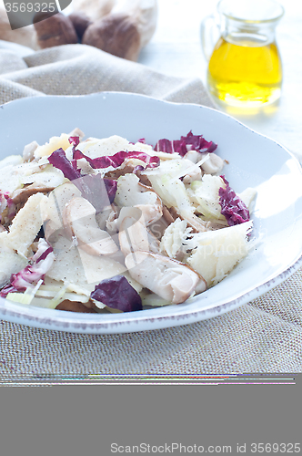 Image of 
Porcini mushroom salad with celery, radicchio and Parmesan from