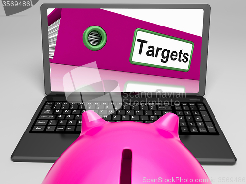 Image of Targets Laptop Means Aims Objectives And Goal setting