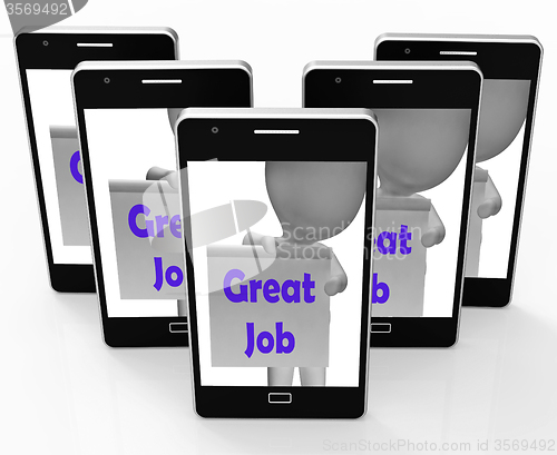 Image of Great Job Phone Means Well Done And Praise