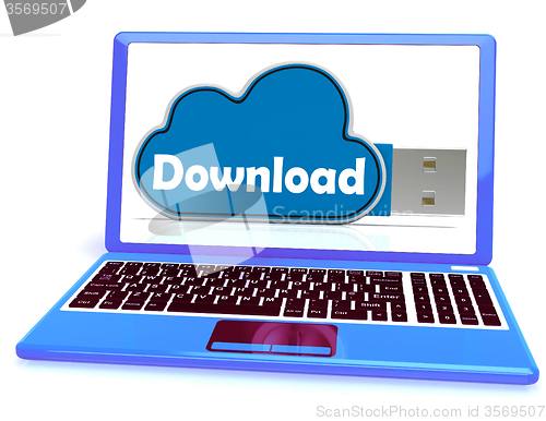 Image of Download Memory Laptop Shows Online Sharing With Cloud Storage