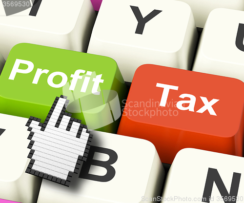 Image of Profit Tax Computer Keys Show Paying Company Taxes