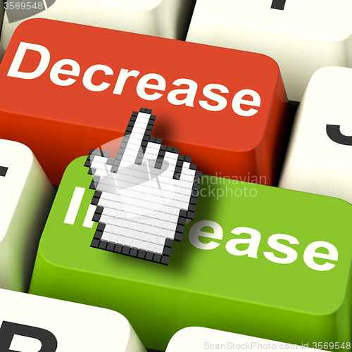 Image of Decrease Reducing Keys Shows Decreasing Or Down Online