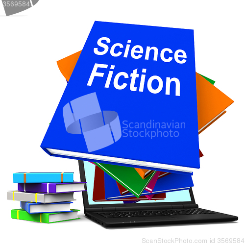 Image of Science Fiction Book Stack Online Shows SciFi Books