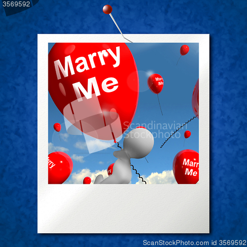 Image of Marry Me Balloons Photo Represents Engagement Proposal for Lover