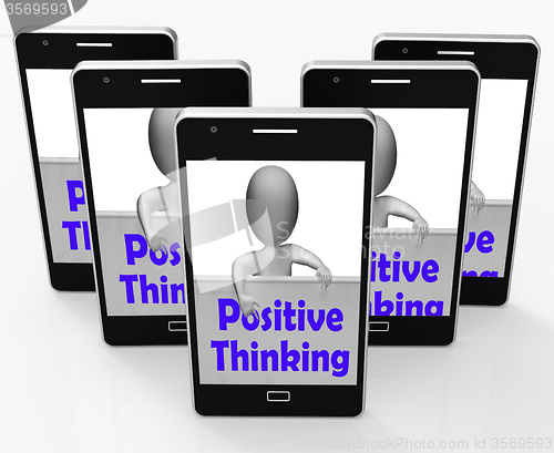 Image of Positive Thinking Sign Shows Optimistic And Good Thoughts