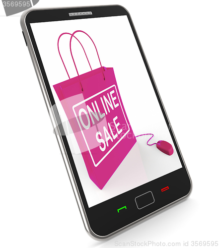 Image of Online Sale Bag Shows Selling and Buying on the Internet