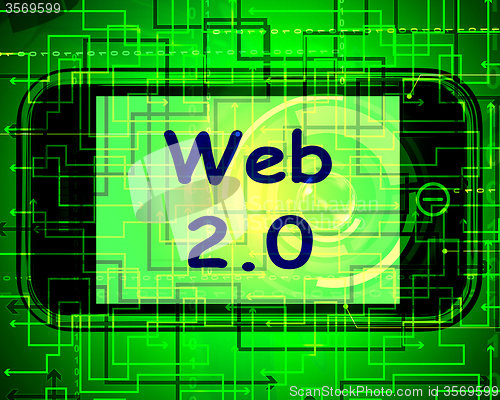 Image of Web 2.0 On Screen Means Net Web Technology And Network
