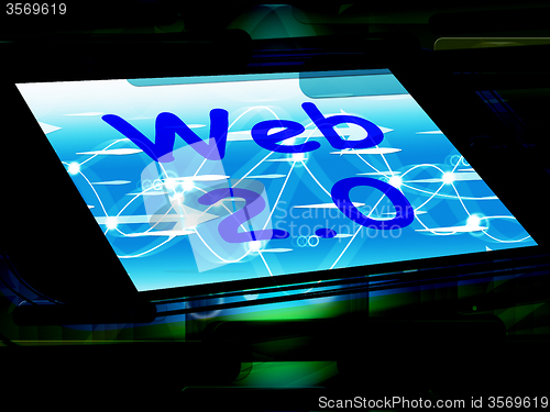 Image of Web 2.0 On Screen Means Net Web Technology And Network