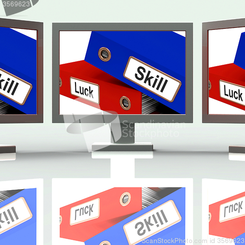 Image of Skill And Luck Folders Show Expertise Or Chance