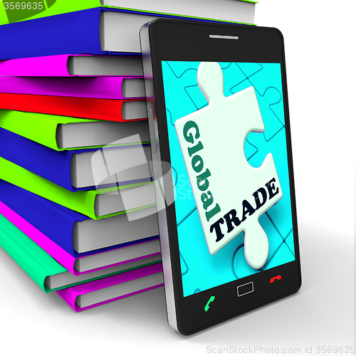 Image of Global Trade Smartphone Means Online Worldwide Commerce