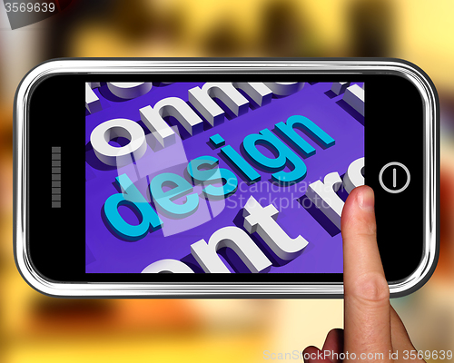 Image of Design In Word Cloud Phone Shows Creative Artistic Designing