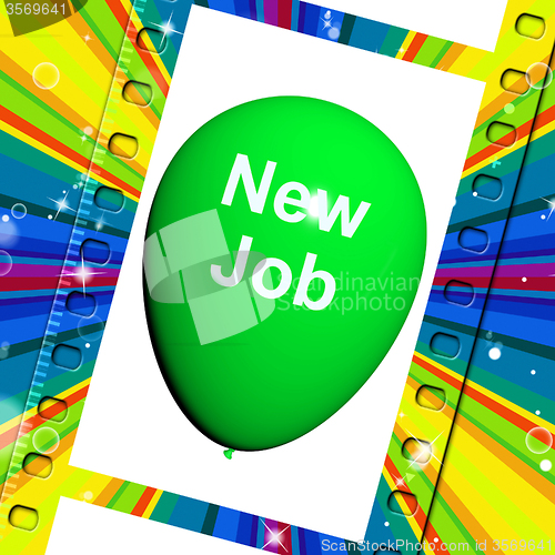 Image of New Job Balloon Shows New Beginnings in Career