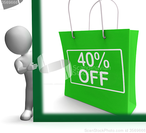 Image of Forty Percent Off Shopping Bag Shows Reduction