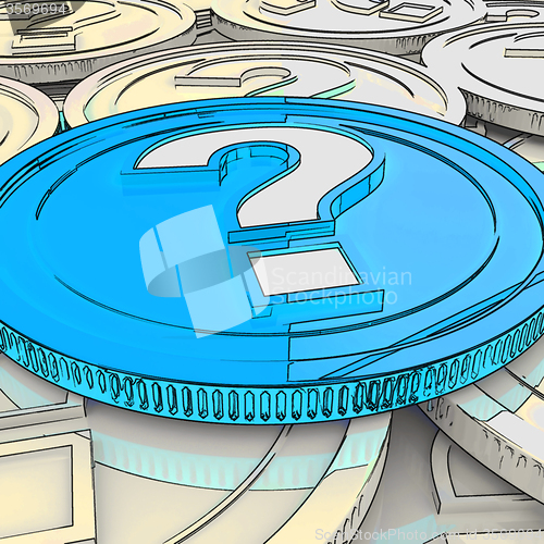 Image of Question Mark Coin Shows Speculation About Finance