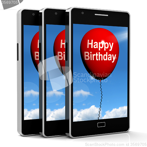 Image of Happy Birthday Balloon Shows Cheerful Festivities and Parties