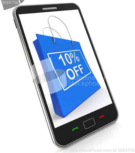 Image of Shopping Bag Shows Sale Discount Ten Percent Off 10