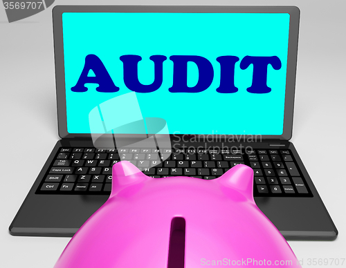 Image of Audit Laptop Means Auditor Scrutiny And Analysis