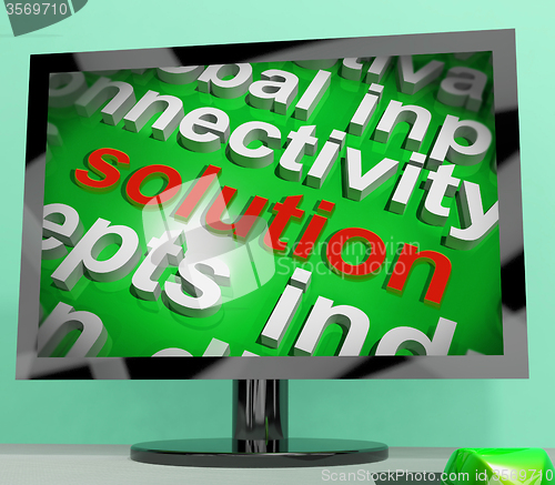 Image of Solution Word Screen Cloud Shows Achievement Resolution Solving 