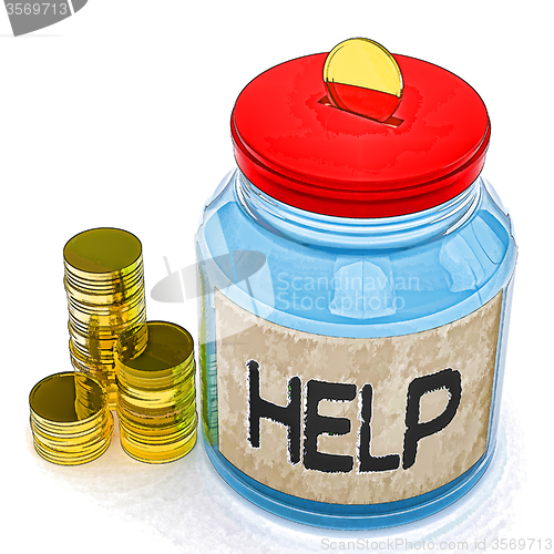 Image of Help Jar Means Finance Aid Or Assistance