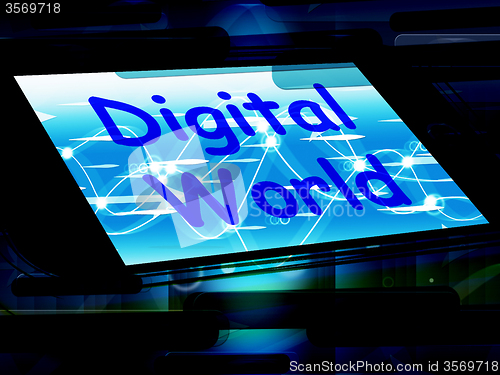 Image of Digital World On Phone Means Connection Internet Www