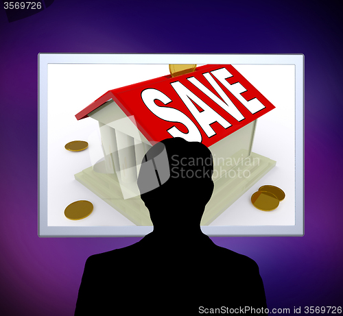 Image of Save On House Man Means Saving For Deposit Or Home