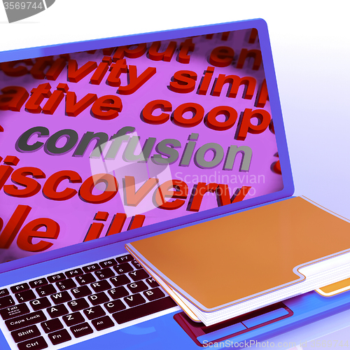 Image of Confusion Word Cloud Laptop Means Confusing Confused Dilemma