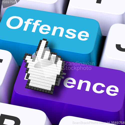 Image of Offense Aggressive Computer Shows Attack Or Defend