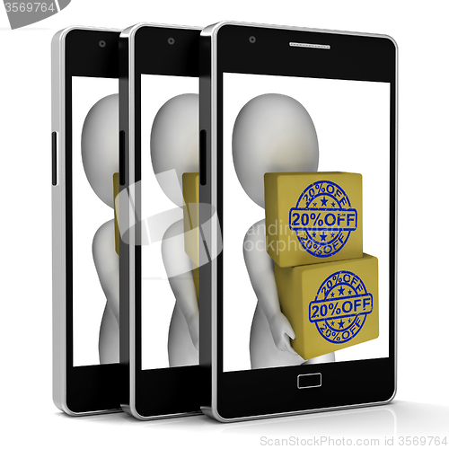 Image of Twenty Percent Off Boxes Phone Show Reduced Price