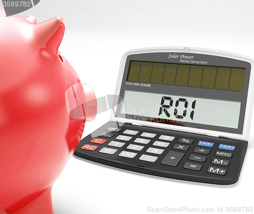 Image of ROI Calculator Shows Investment Return Or Profitability