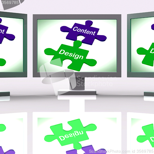 Image of Content Design Puzzle Screen Shows Promotional Material And Layo