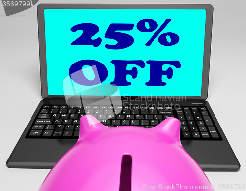 Image of Twenty-Five Percent Off Laptop Means Online Shopping Save 25