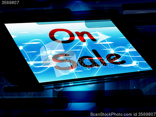 Image of On Sale Screen Shows Promotional Savings Or Discounts