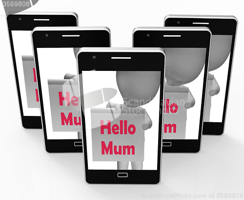 Image of Hello Mum Sign Means Greetings To Mother
