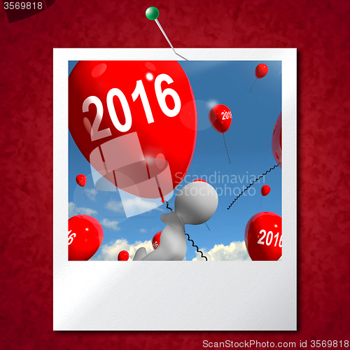 Image of Two Thousand Sixteen on Balloons Photo Shows Year 2016