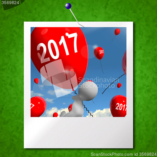 Image of Two Thousand Seventeen on Balloons Photo Shows Year 2017